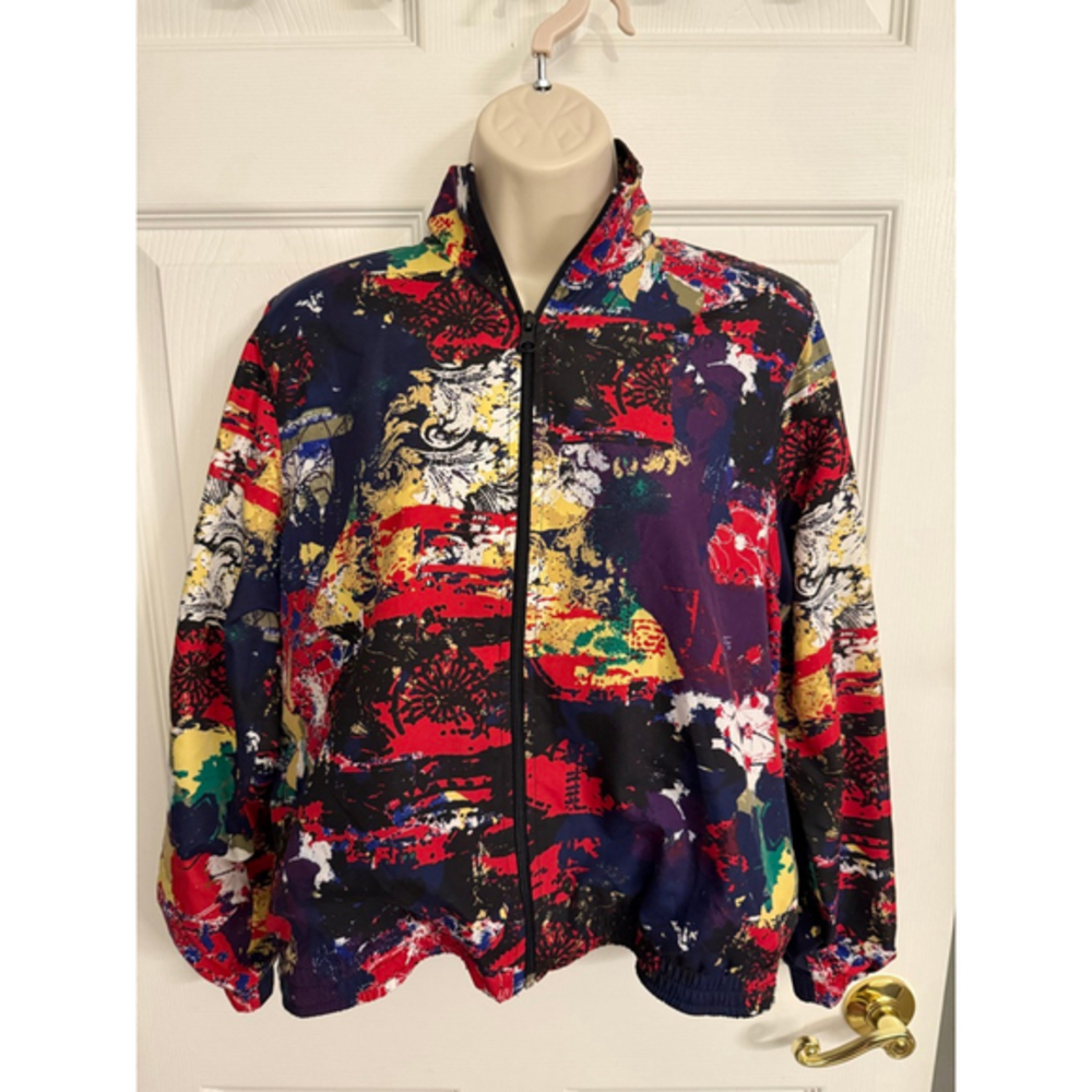 Vintage 90s Koret full-zip jacket size WM petite S bright, abstract multi color
